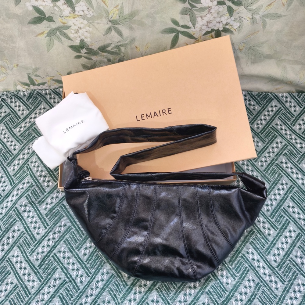 Lemaire Black Leather Sculpted Shoulder Bag